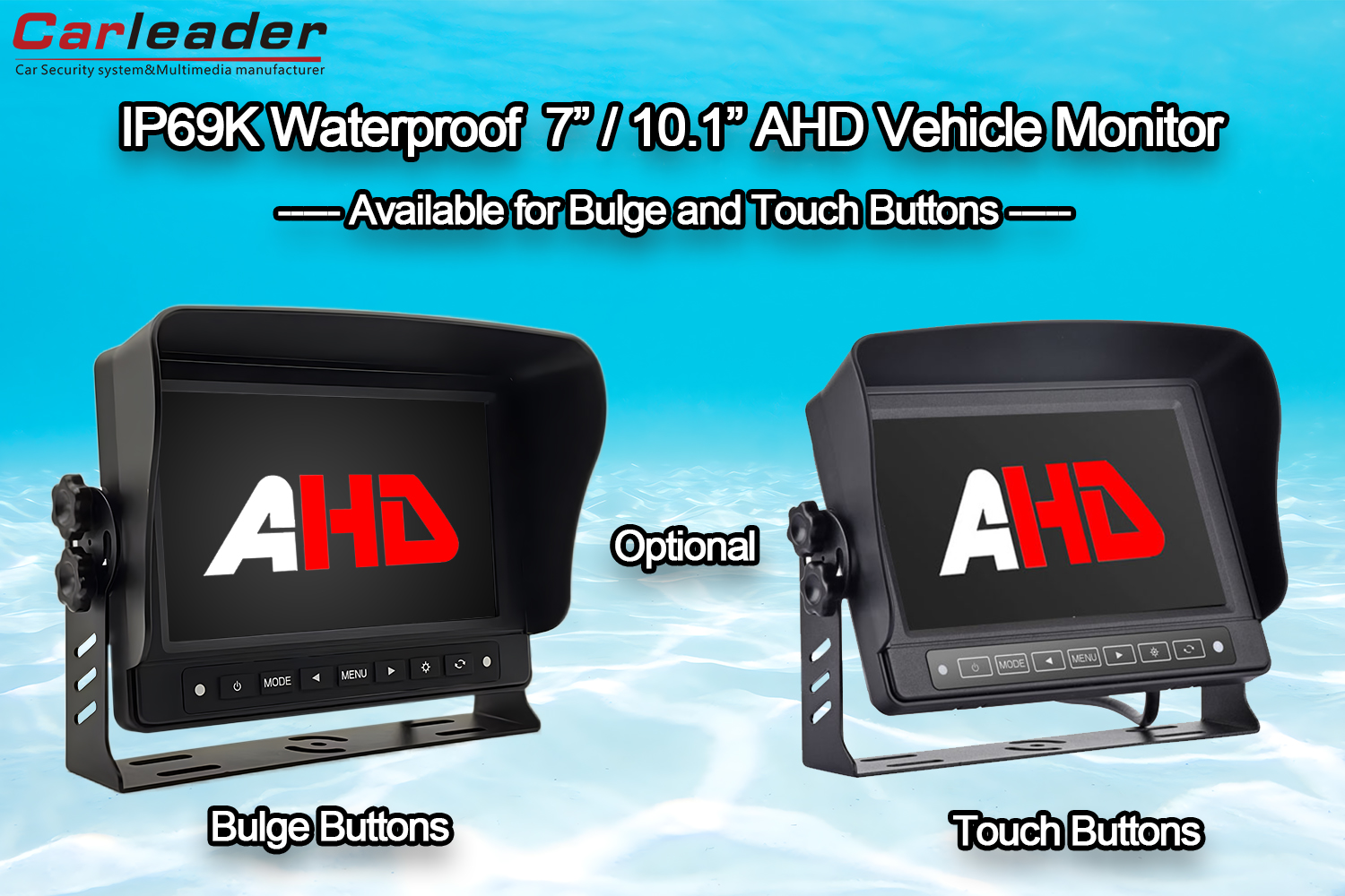 Carleader 7 / 10.1 inch monitor de marșarier AHD rezistent la apă ---- Diferența dintre butoanele Bulge și butoanele tactile