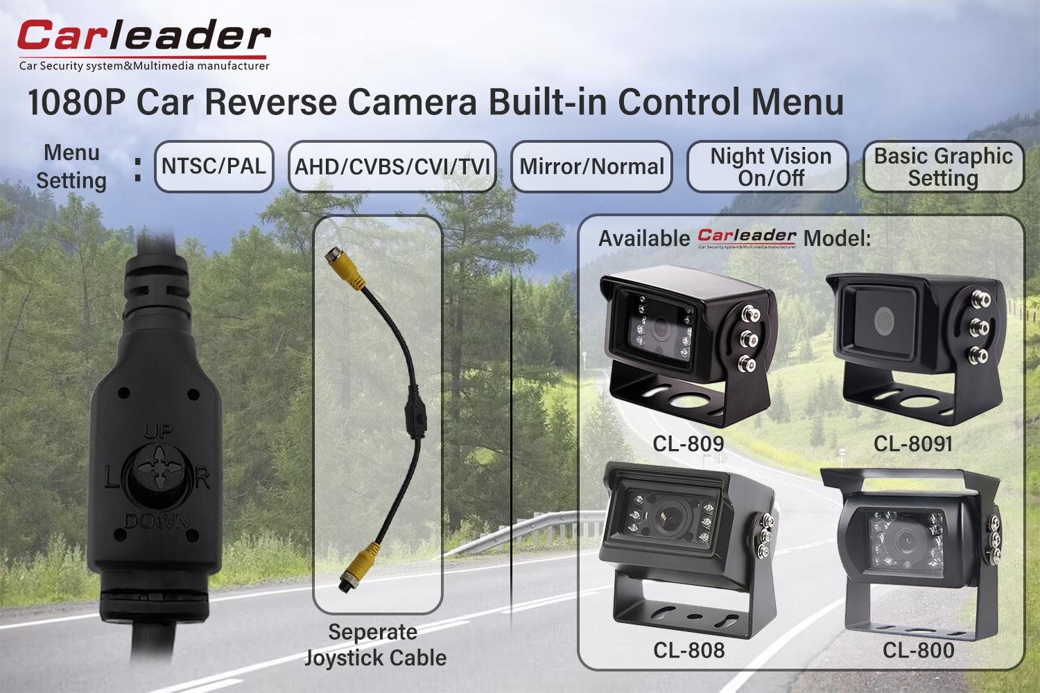 Cameră de marșarier AHD 1080P cu meniu de control