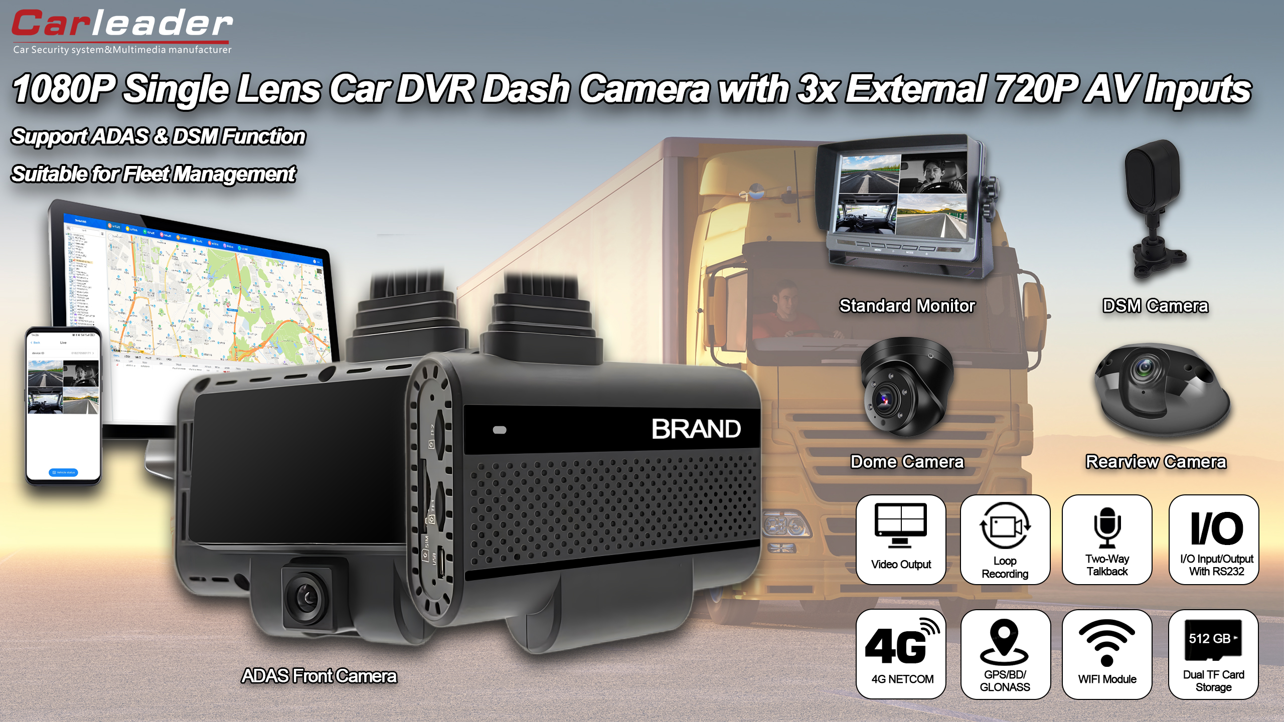 Carleader 4ch DVR AI Dash System pentru gestionarea flotei