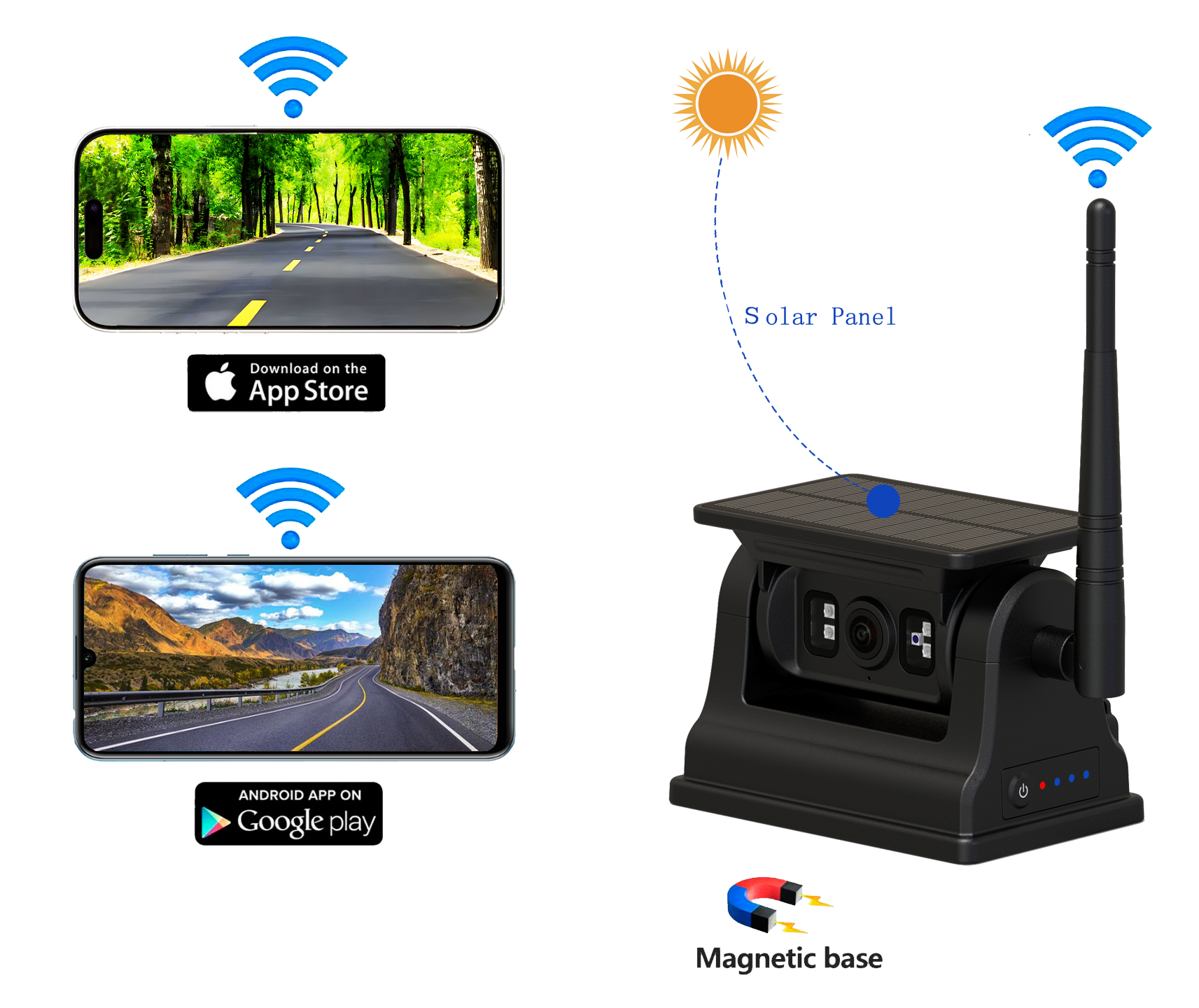 Reîncărcat 2,4g WiFi WiFi Solar Solar View Camera pentru Android iOS