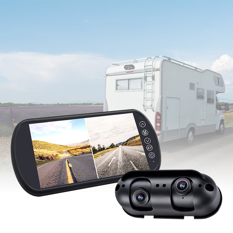 Protejați-vă RV / Motothome cu sistemul de monitorizare cu oglindă cu lentile duble de 7 inchi Carleader