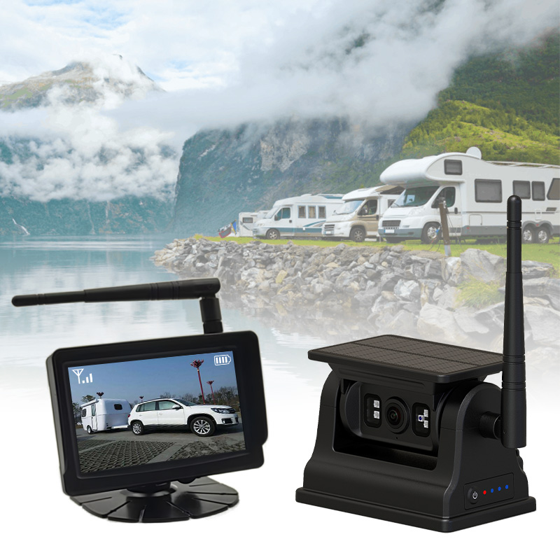 Sistem de cameră magnetică reîncărcabilă pentru vehicule fără fir de 5 inchi, alimentat cu energie solară