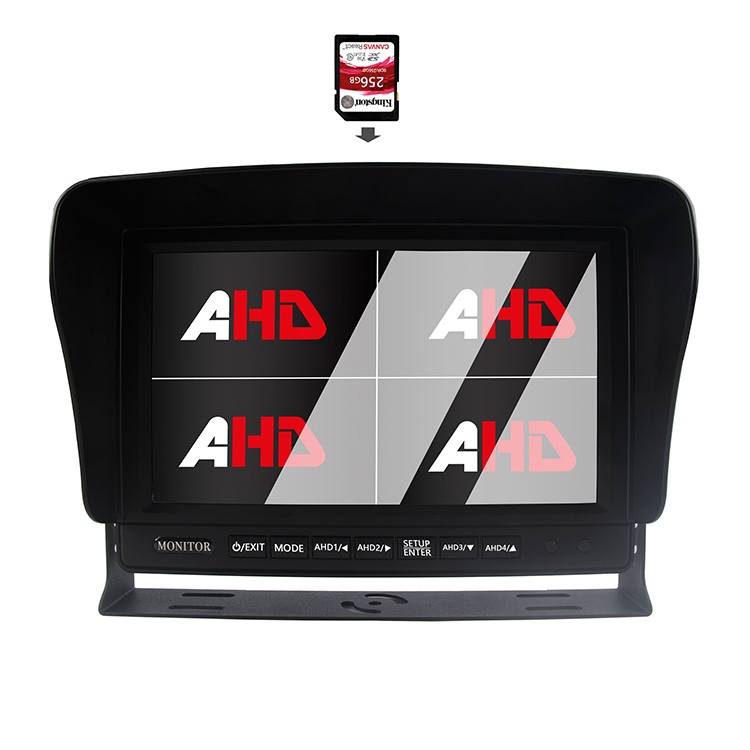 Monitor AHD de înregistrare video a camionului de 9 inch Quad Display