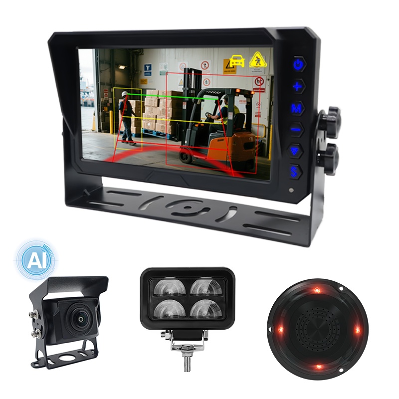 Sistem de monitorizare a detectării AI cu lumină de avertizare în formă de U pentru stivuitor